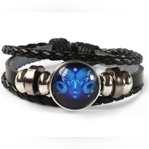 1 x Astrological Connection Leather Bracelet Featuring - ARIES Sign